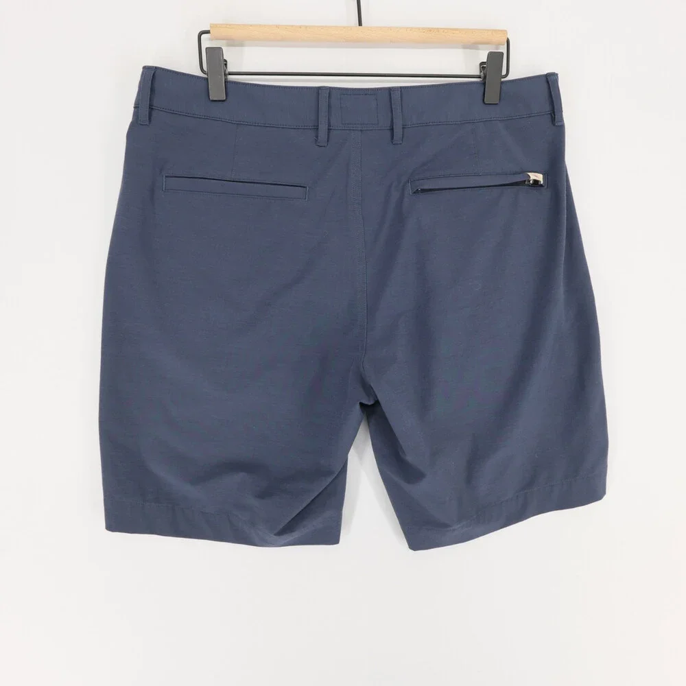 Faherty All Day Shorts Mens 33 Blue Hybrid Stretch Flat Front Drawstring